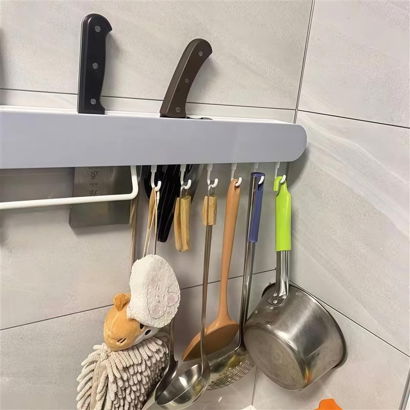 Ventosa faca Rack prateleira cozinha ventosa tipo multifuncional espátula colher perfuração-livre pendurado haste gancho