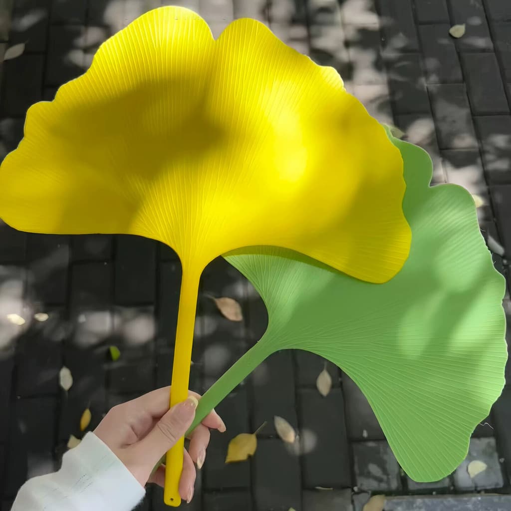 Leque de Damasco!Ventilador de folha de Ginkgo portátil portátil ventilador Pu 2026 novo estilo ventilador portátil abst