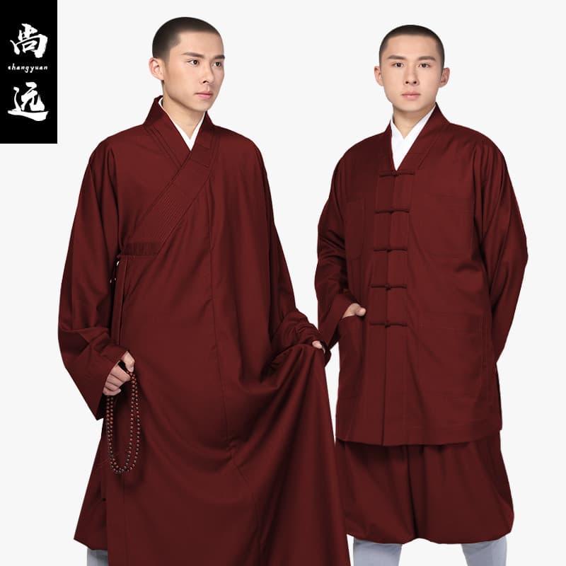 Shangyuan lã tibetana primavera verão estilo açafrão cor Tantric monge roupas em casaco terno monge roupas casaco longo