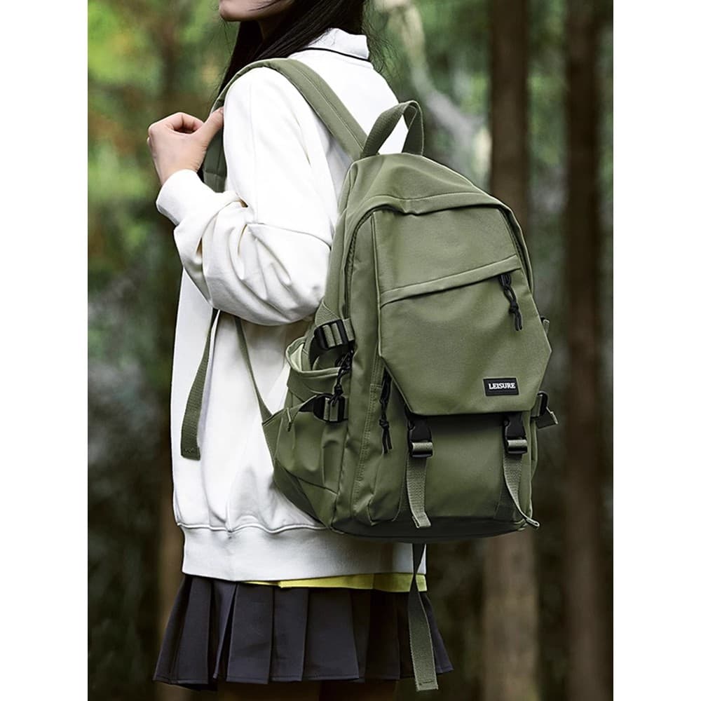Verde escuro mochila masculino feminino estudantes do ensino médio estudantes universitários grande capacidade simples l