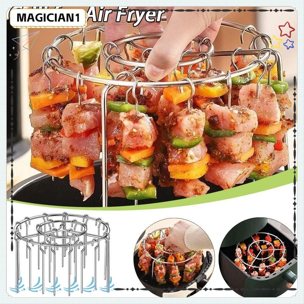 Churrasqueira MAGICIAN , Redonda Com Espetos Grelhados , Grelha Para Fritadeira De Ar , Rack Vertical De Aço Inoxidável