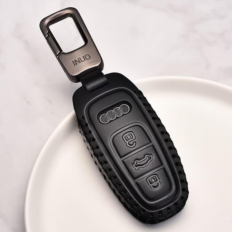 Adequado para 2022 Audi chave capa saco A6L A7L A8L Q7 Q8 A3 A4L Q5L couro genuíno 21
