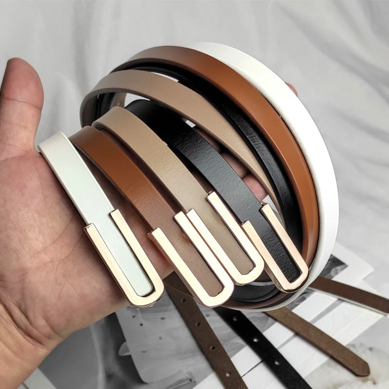 Cinto feminino couro genuíno acessórios de moda versão coreana simples cinto fino combinando saia terno All-Match decora