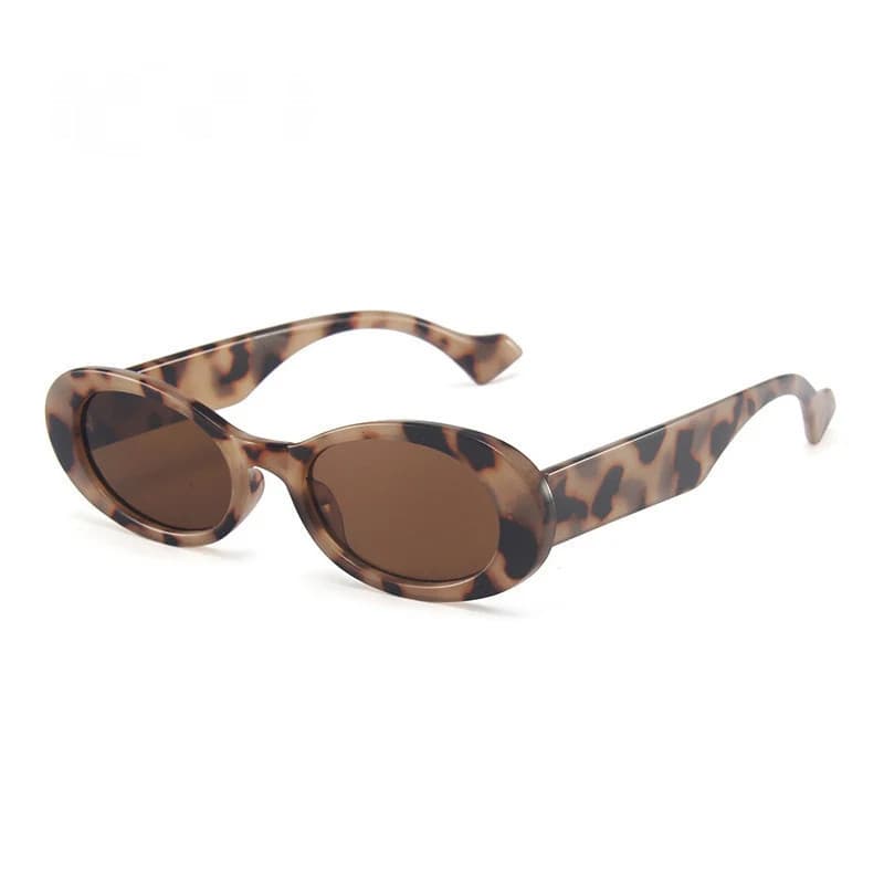 Óculos de Sol Elegantes Pequenos Ovais para Mulheres, Óculos de Sol Vintage em Cor de Leopardo Jelly M T8WC
