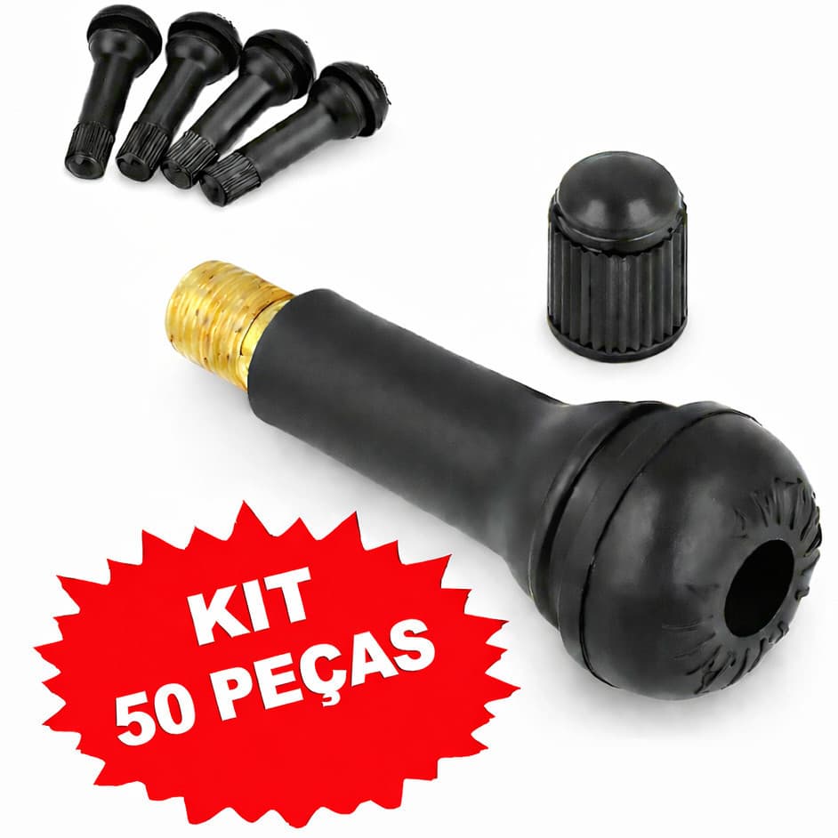 50 Bicos De Roda Válvula P/ Pneu Sem Câmara Passeio Tr 414 aro:13, 14, 15, 16, 17 e 18 Universal
