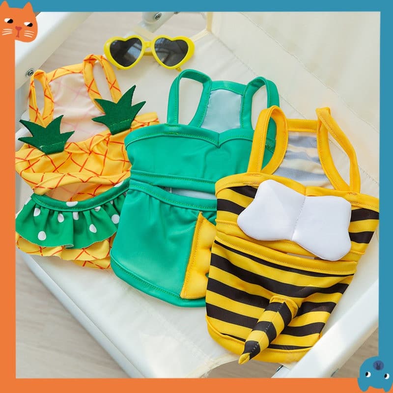 Summer Dog Cute Bee Style Swimwear Strap Cat Fato De Banho De Duas Patas Pet Biquíni Teddy Clothes