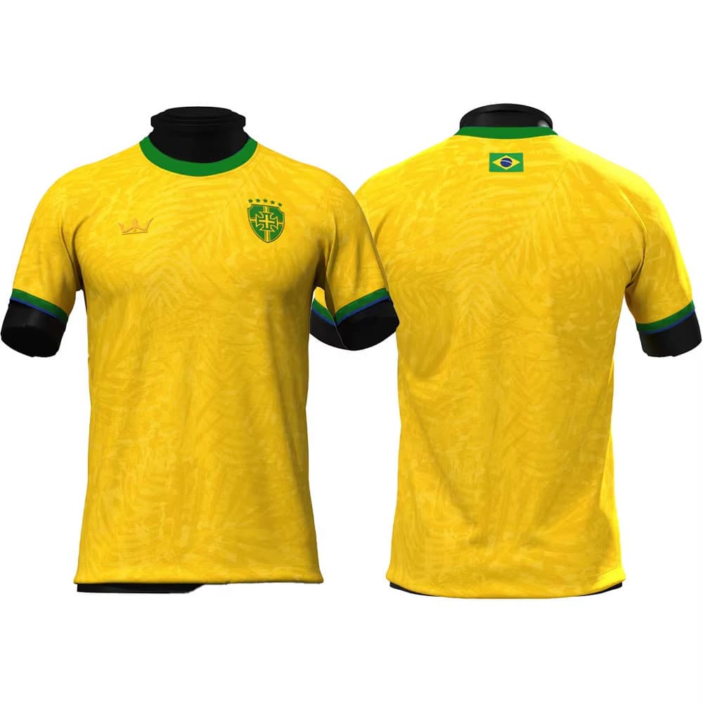2026 Venda Quente Brasil Camisa De Futebol Dos Homens Juventude Crianças Treinamento Manga Curta Uniforme Respirável Fam