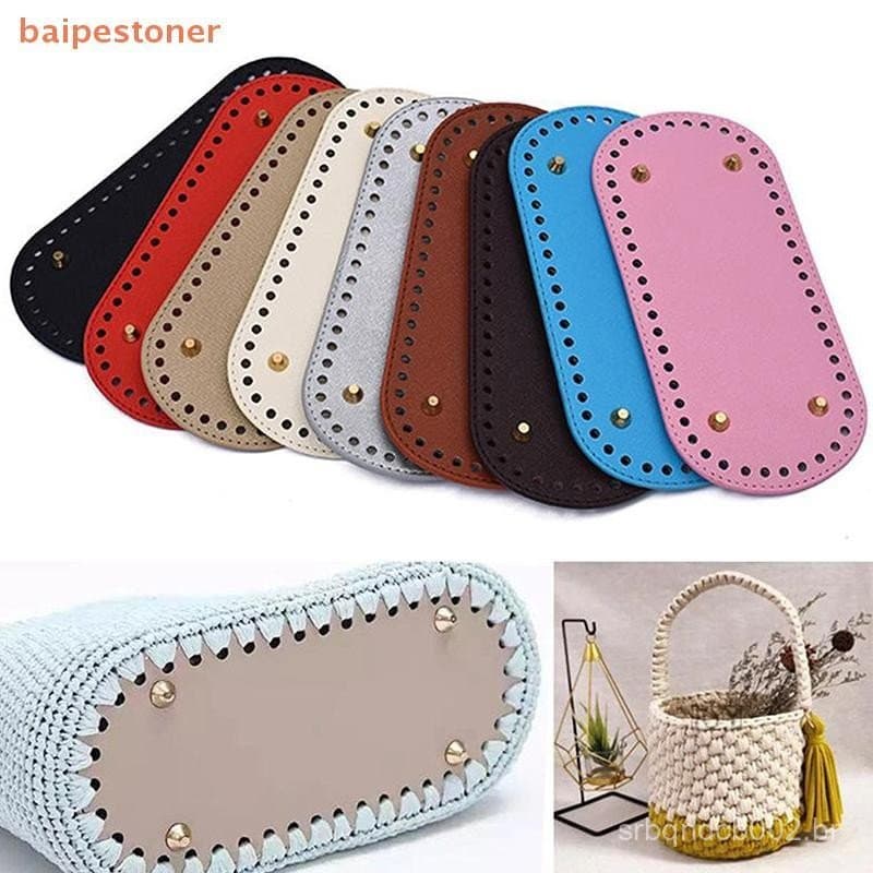 [baipestoner] Fundo Longo De 22 * 10cm Para Bolsa De Malha Base De Couro PU Feito À Mão Com Furos Crochê Faça Você Mesmo