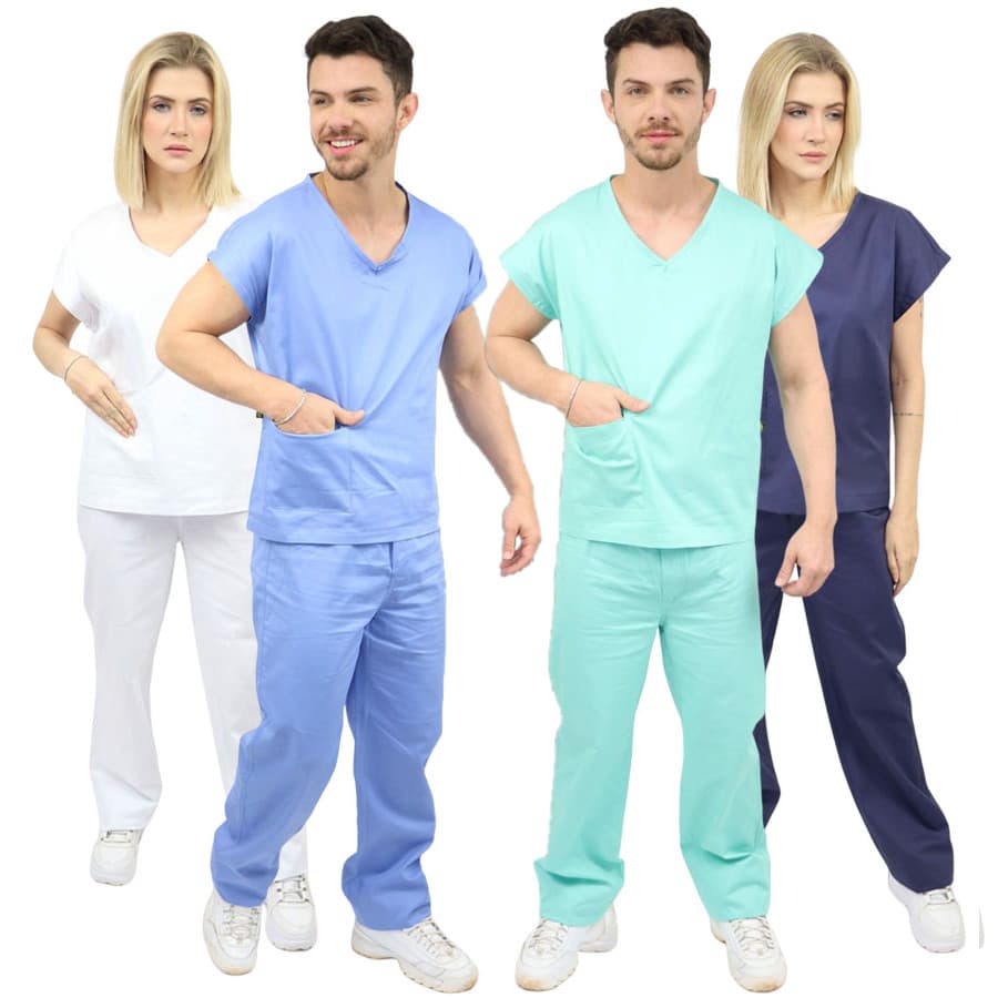 Pijama Srub Cirúrgico em Algodão com Bolso