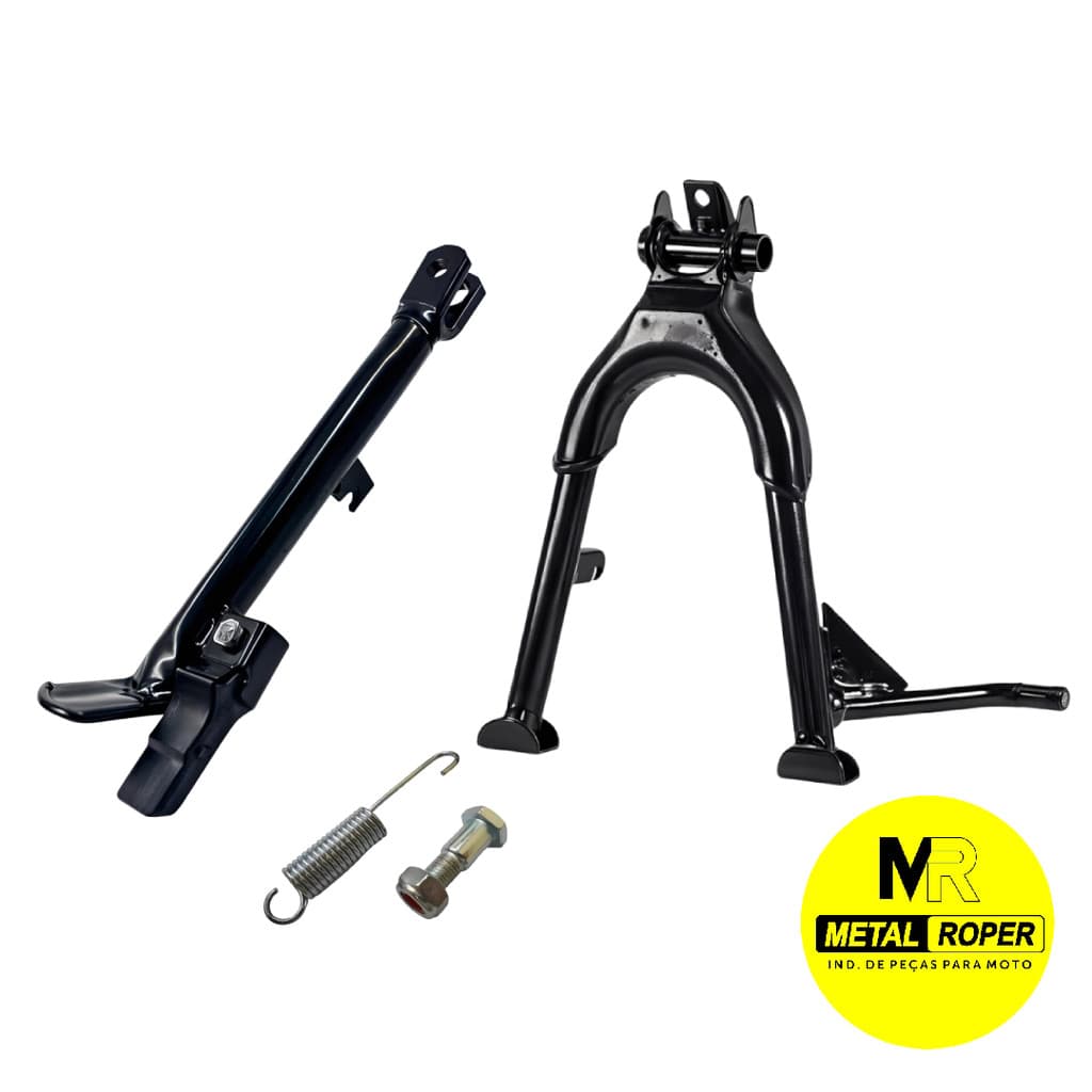 Kit Cavalete Central e Lateral para Moto Honda Titan 150 160 Fan 150 160 Preto