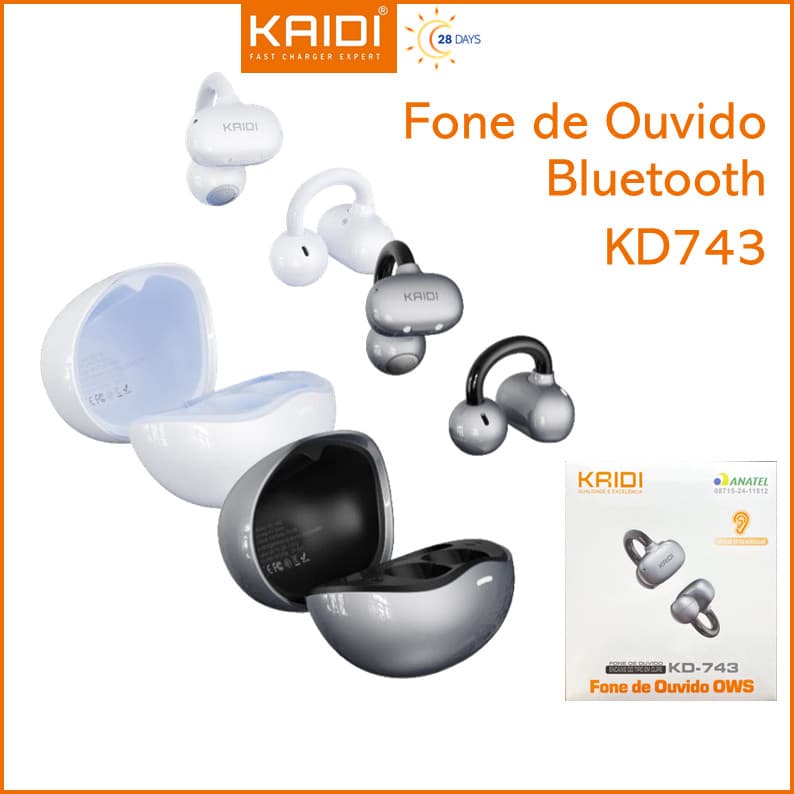 Fone de Ouvido Sem fio Bluetooth OWS Aberto Encaixo Extra-Auricular Kaidi KD-743