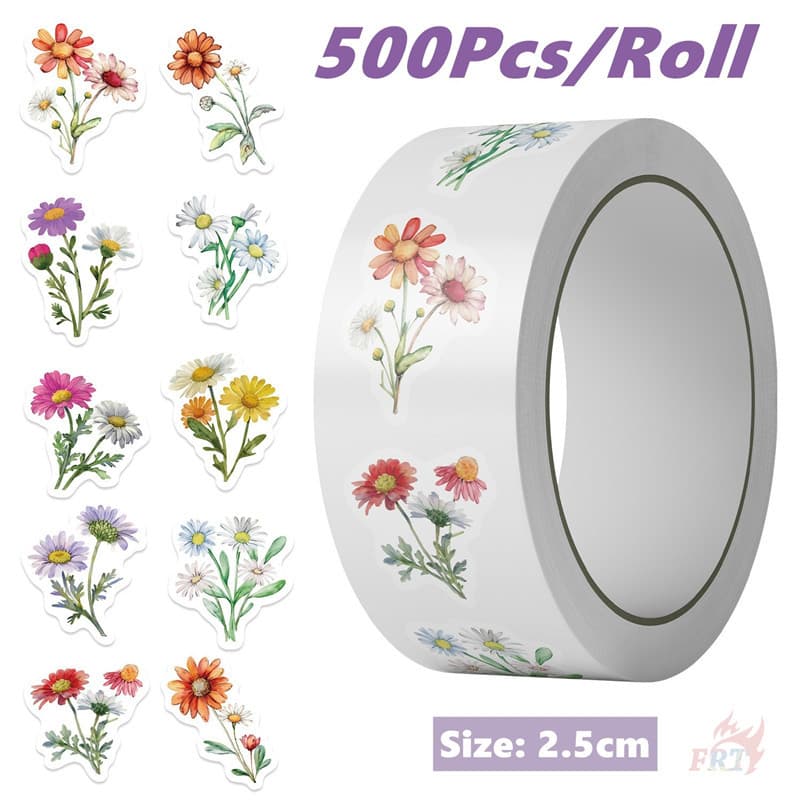 ❉ Buquês De Margaridas . Adesivos De Recompensas Infantis 500 Unidades/Rolo Decalques De Etiqueta De Vedação De Scrapboo