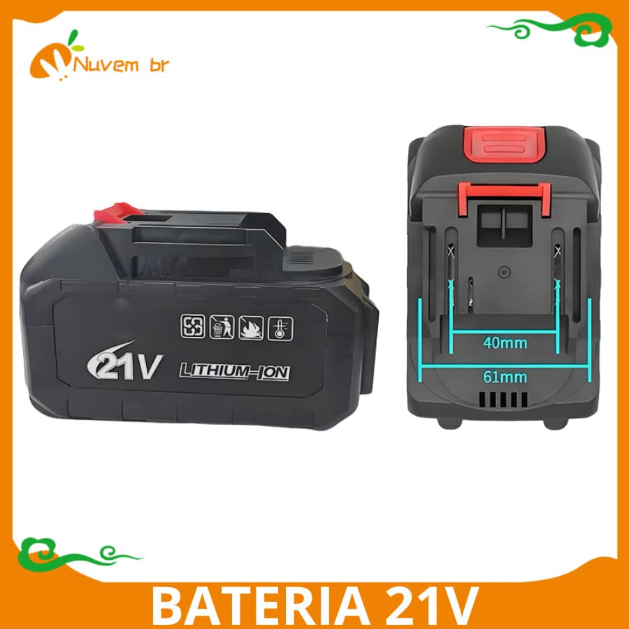 Bateria Recarregável 21v Para Furadeira Parafuzadeira Para Brocas Sem Fio E Máquinas Resistente e Carga Longa Nuvem