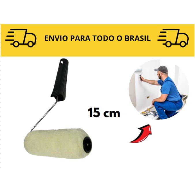 Rolo para pintura Lã 15cm / rolo de pintura com cabo / acabamento pintura
