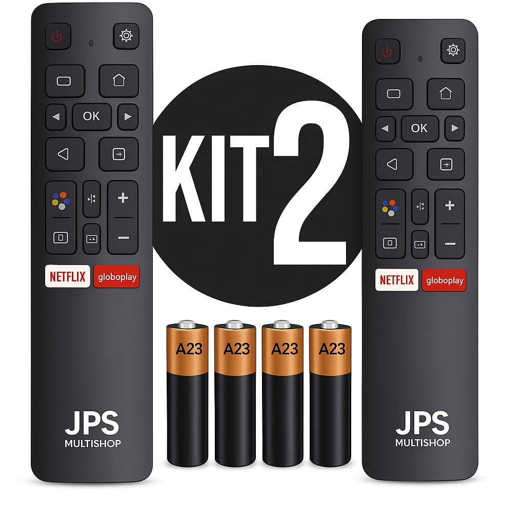 Kit 2 Controle Remoto Para Tv Tcl Smart Rc802v 55p8m C6 C6us Netflix Globoplay Com Pilhas