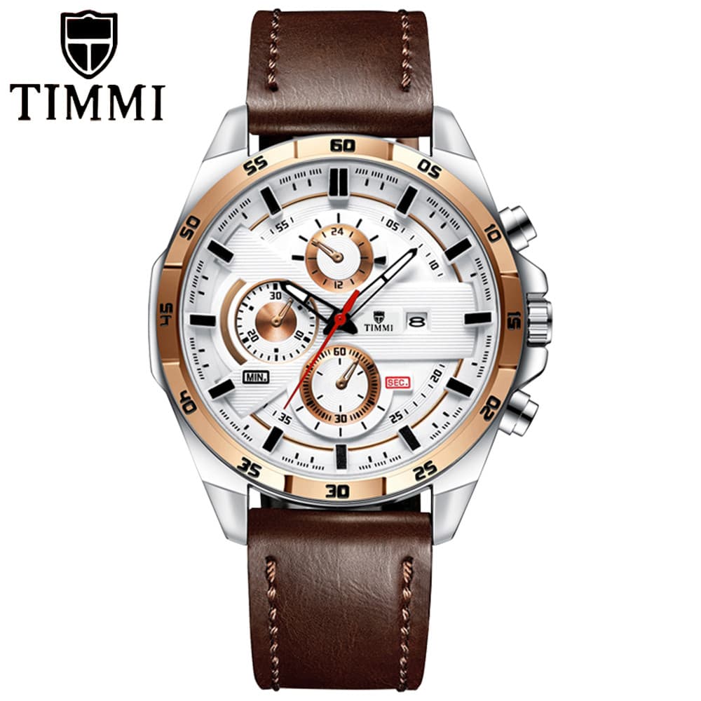 TIMMI Relógio Masculino Couro Pulseira Relógio A Prova D Água data Original Relógio Quartzo 9091