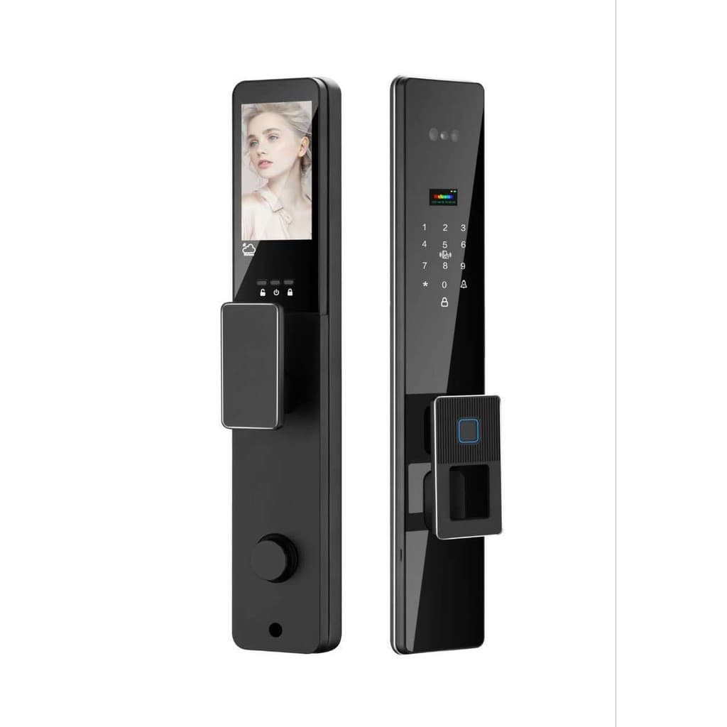 Fechadura Inteligente com Reconhecimento Facial, Impressão Digital e App - 9 Idiomas, Câmera de 2MP