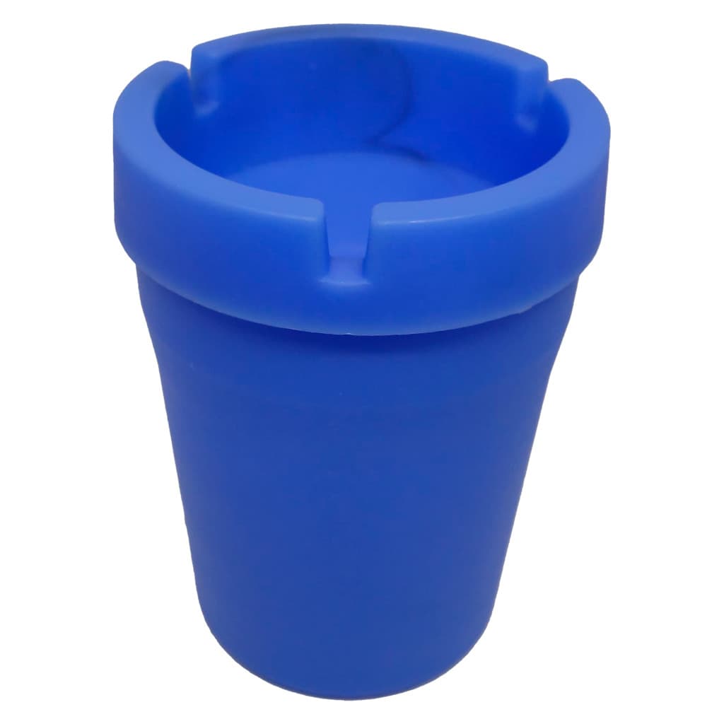 Cinzeiro Portatil Em Pvc Azul Com Tampo