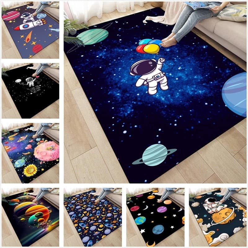 Espaço Ao Ar Livre Astronauta Planeta Tapete Quarto Cabeça Estudo Sofá Infantil Absorvente E Antiderrapante Pessoal