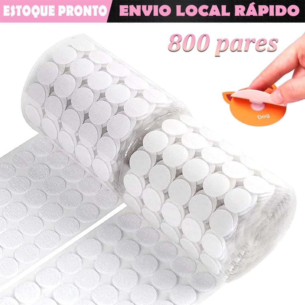 800 pares branco 20mm de diâmetro fitas adesivas de gancho e moedas de loop Fitas adesivas fortes de adesivas tiras