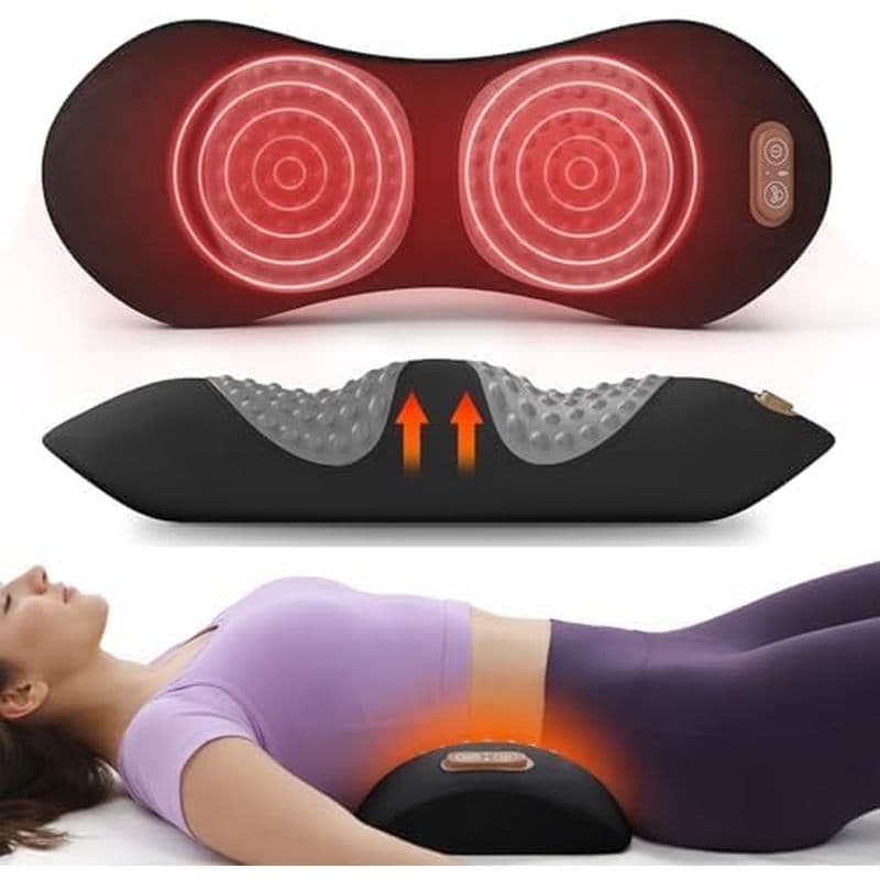 Almofada Massageadora Elétrica 3 Em 1 Para Costas Com Calor , Vibração E Tração , Massageador De Suporte Lombar De Fusão
