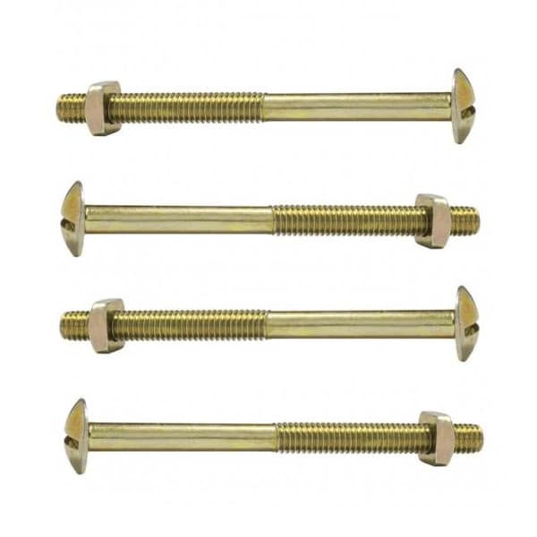 KIT 4 PARAFUSO PARA CAMA 1/4"X120MM FENDA E PORCA QUADRADA