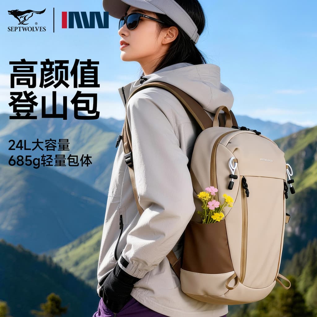 Sete lobos mochila feminina saco de viagem ao ar livre masculino 2026 novo estilo viagem leve montanhismo mochila esport