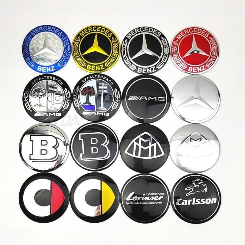 Adequado para modificação e etiquetagem de calotas de roda de automóvel, logotipo Mercedes-Benz árvore dourada AMG Brabu