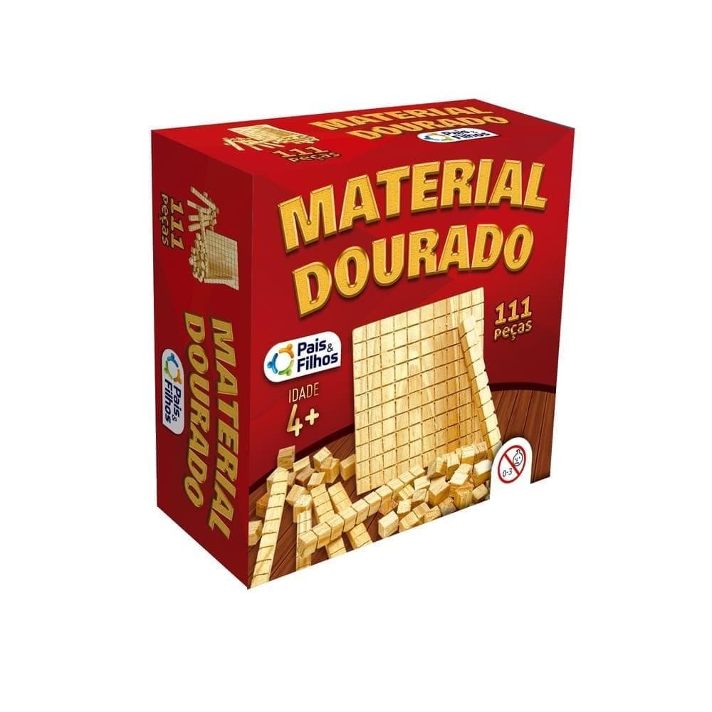 Material Dourado com 111 Peças Madeira - Pais e Filhos