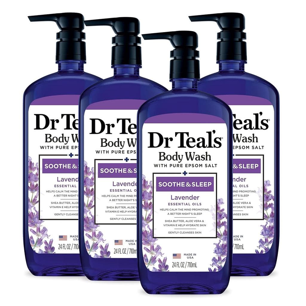 Gel de Banho Dr Teal com Sal de Epsom Puro, Acalma e Ajuda a Dormir com Lavanda, 24 fl oz (Pacote com 4) FG2D