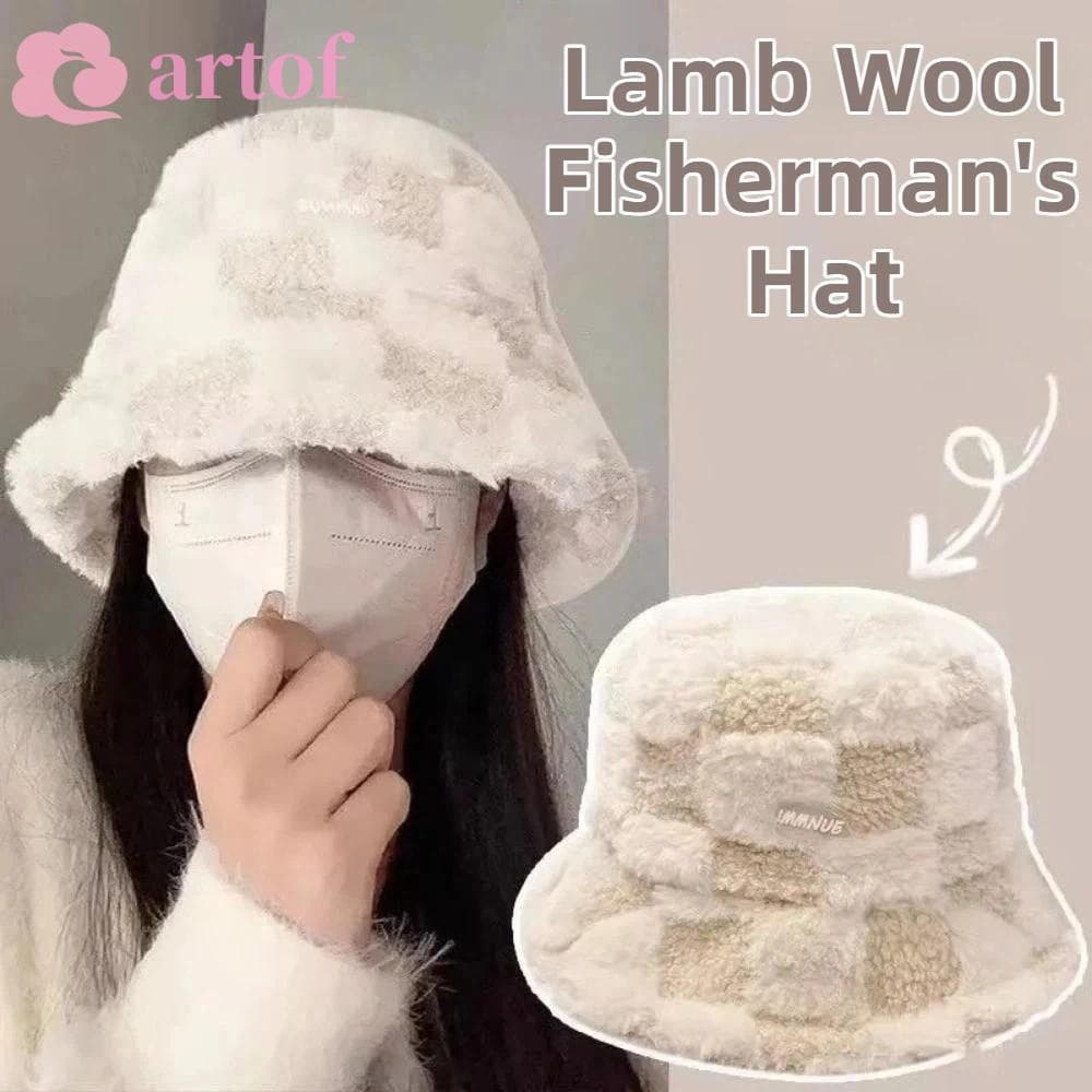 Chapéu Balde Feminino ARTOF , De Pescador De Inverno Xadrez Resistente Ao Vento Bacia Quente De Pele Sintética