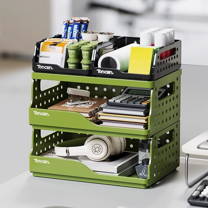 Prateleira de mesa Multi-camada dobrável Rack de armazenamento mesa escritório assento de trabalho pequenos artigos dive