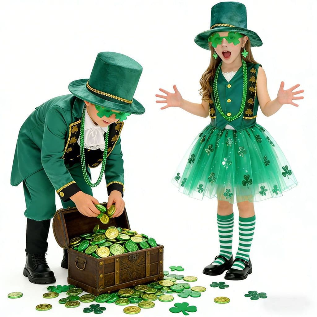Fantasia infantil irlandesa para o Dia de São Patrício de 2026 em São Paulo, trevo de quatro folhas, fantasia para apres