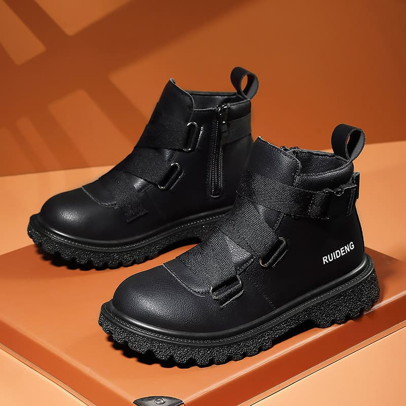 Ruiden Martin botas femininas inverno 2026 novo estilo estilo britânico Retro na moda botas curtas fivela mais veludo bo