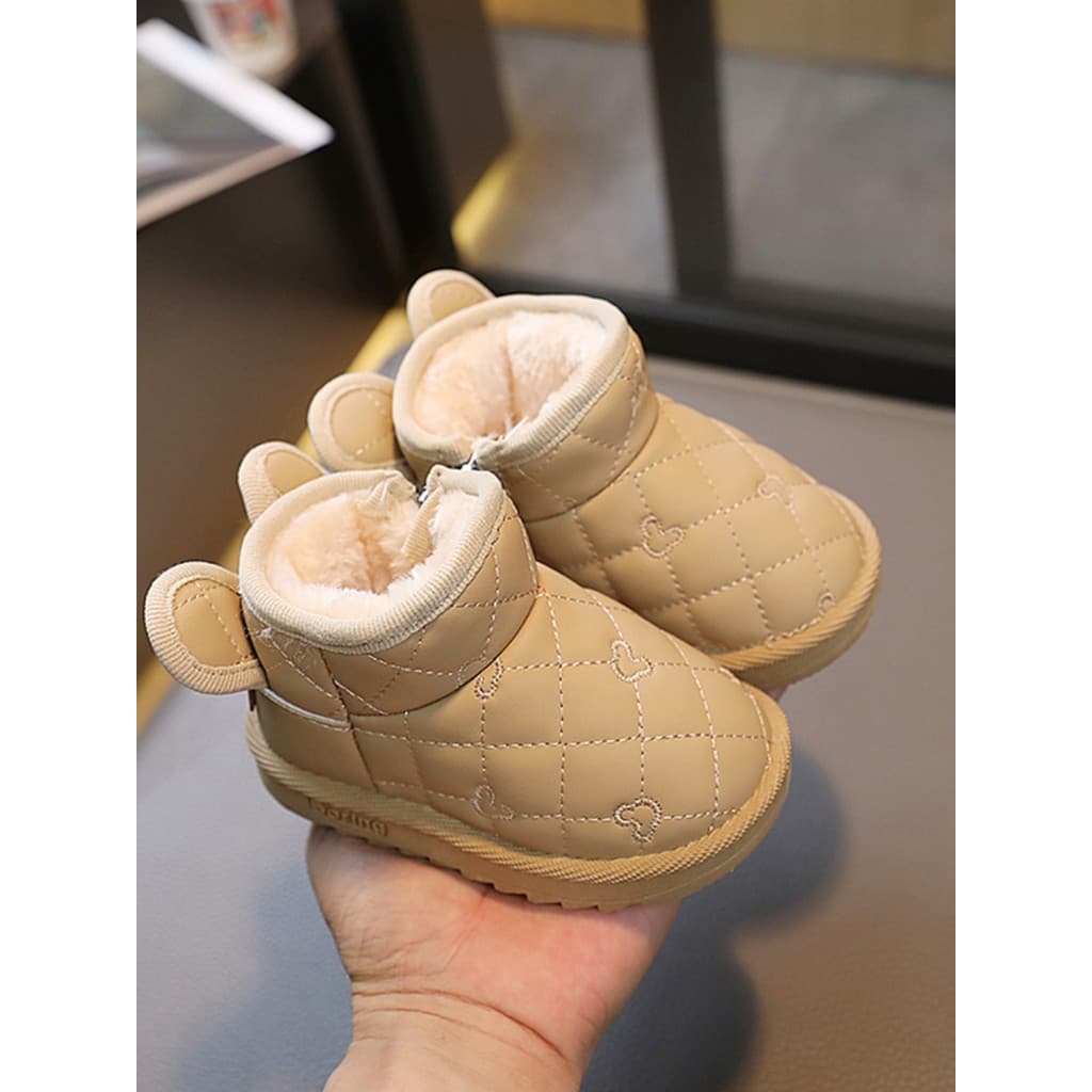 Botas de neve para bebês, sapatos de inverno para crianças pequenas, sola macia para meninos de 1 a 3 anos, forro de lã,