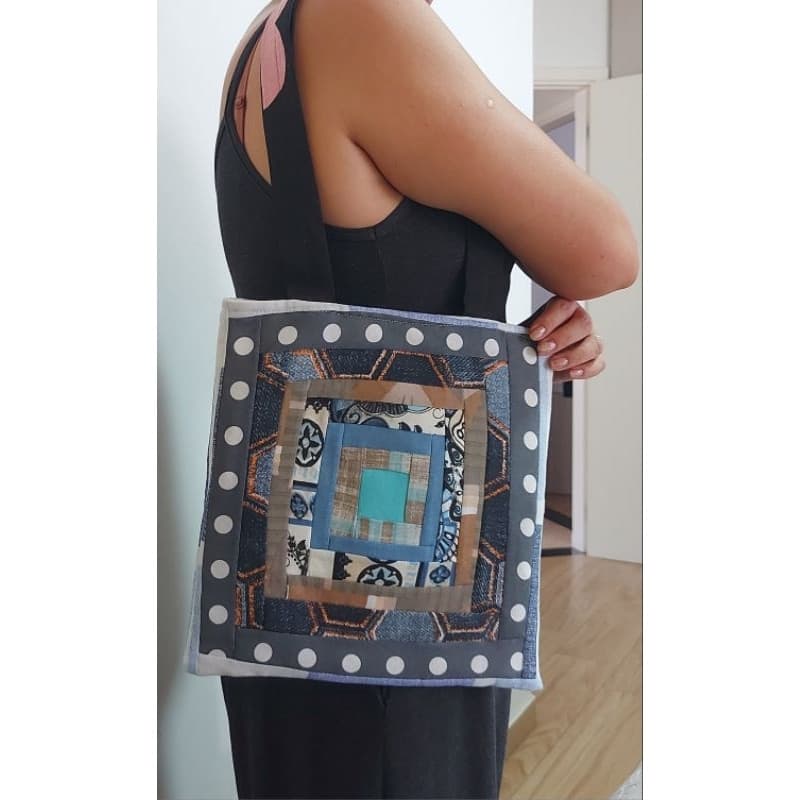 sacola, ecobag, bolsa de ombro de retalhos, patchwork