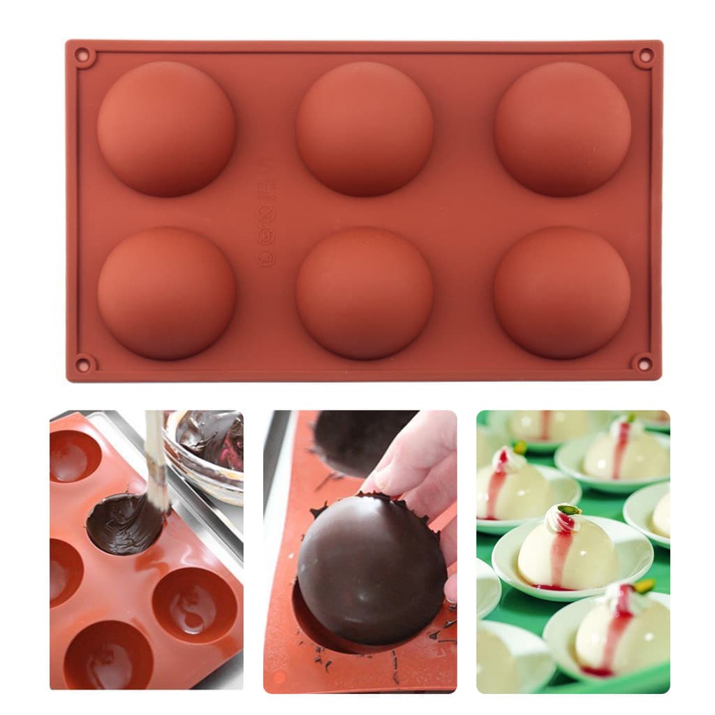 6 semicírculo molde de Chocolate ferramentas de cozimento de Silicone DIY bolo Mousse molde