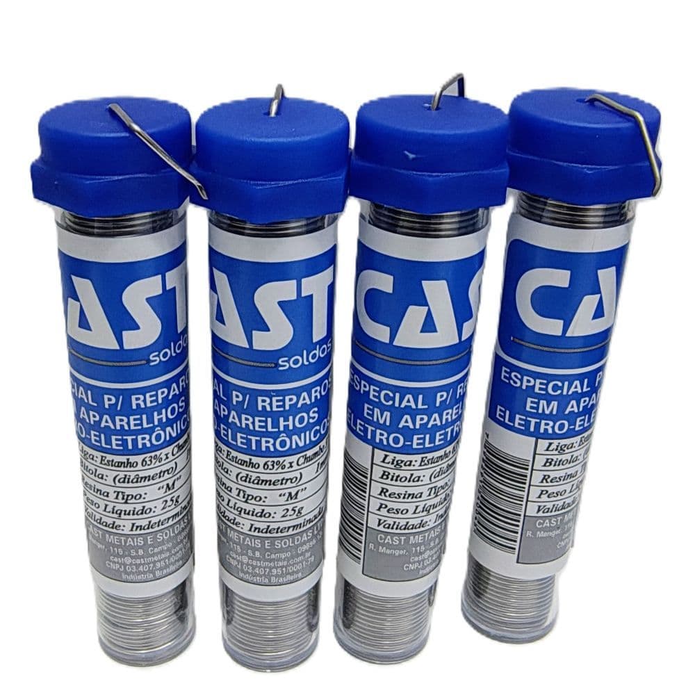 Kit 4x Estanho Solda Cast Fio 1mm 25g Liga 63/37 Original