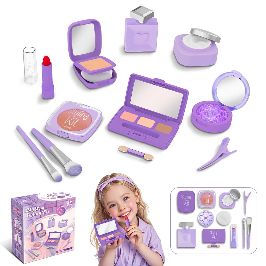 Novo brinquedo de acessórios de maquiagem de simulação para meninas, conjunto de brincadeira de princesa, blush que não