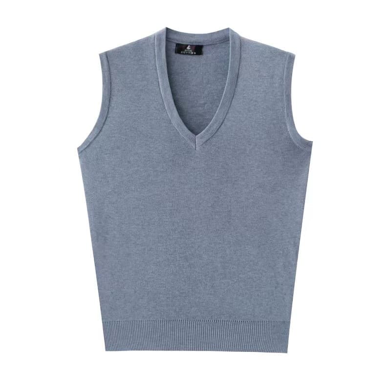 Novo produto de meia-idade idosos primavera outono cor sólida sem mangas com decote em V colete Casual roupa interior ex