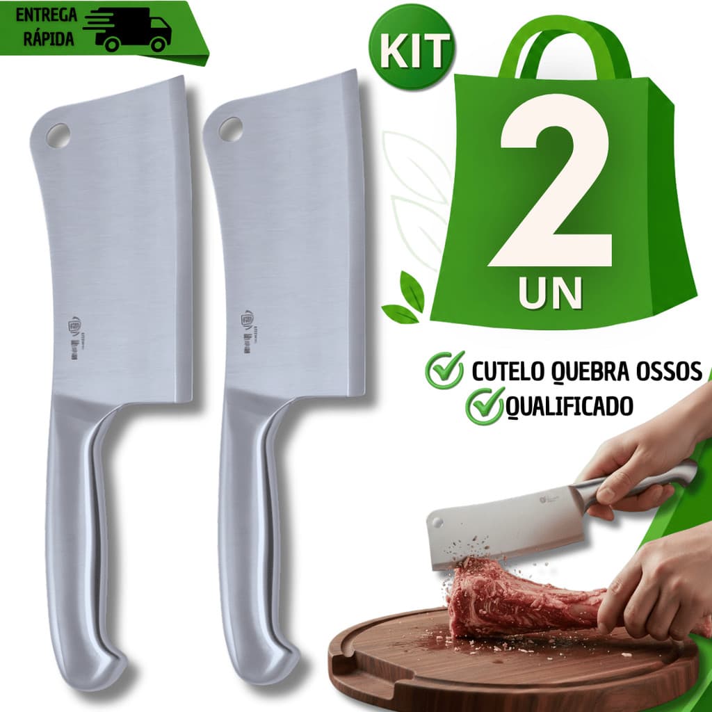 Cutelo 6' Inox Inteiriço Corta Carnes Ossos Frango Ideal para Açougueiro Churrasqueiro Qualidades
