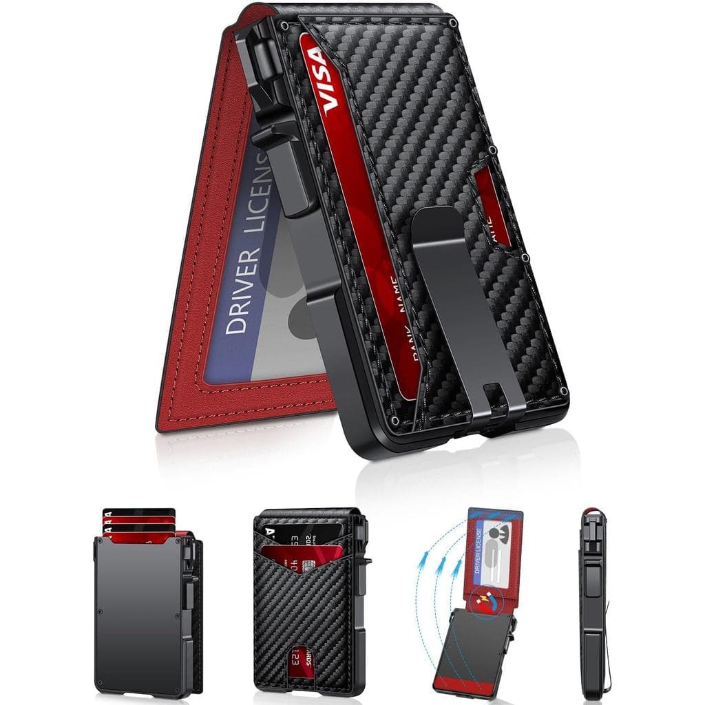 Carteira ZALVEX para Homens, Carteira Minimalista Masculina para 9-13 Cartões, Carteira Compacta e Fina com Clipe para D