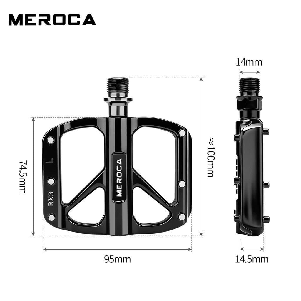 Pedal de bicicleta dobrável Meroca, pedal de liga de alumínio para bicicleta de montanha com rolamento.