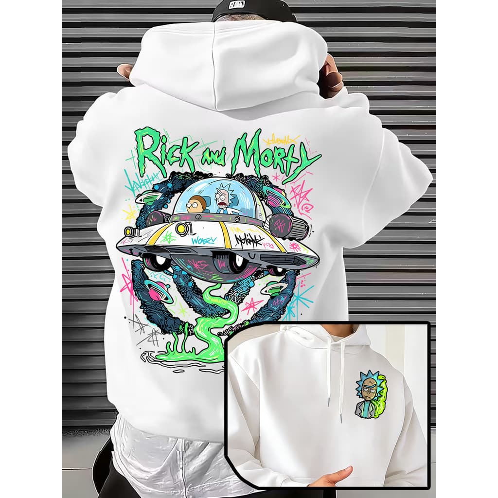 Moletom Masculino Streetwear Rick And Morty Blusa De Frio Com Capuz Casaco Sueter