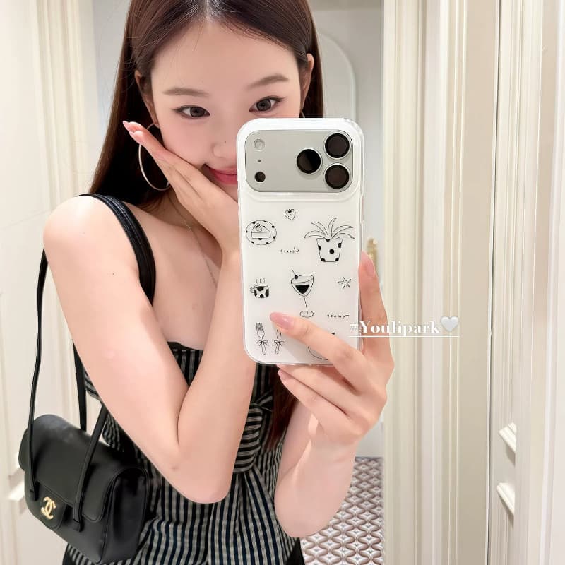 Huiwanju Simples Linhas Desenhadas À Mão Sobremesa Café Para iPhone 17ProMax Capa De Telefone Móvel iPhone16 Protetora 1