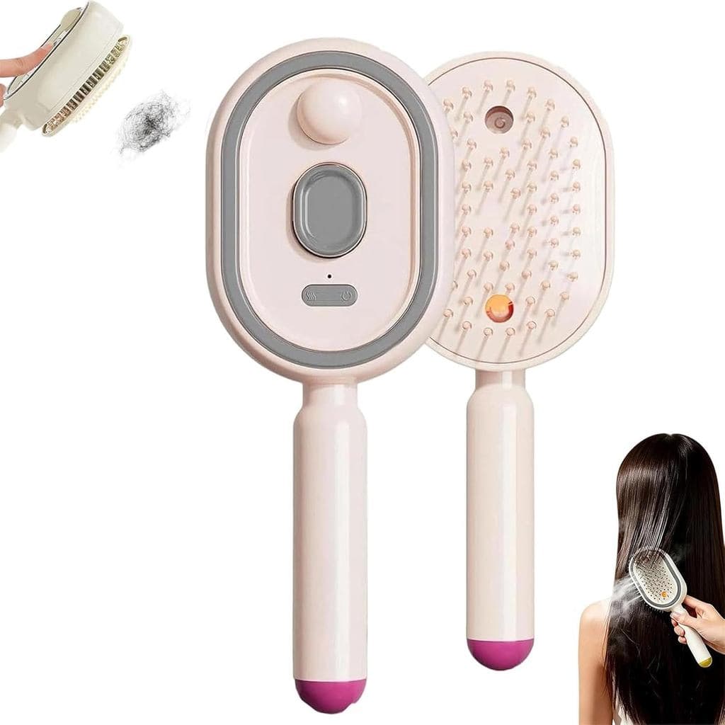 Escova de Massagem com Almofada de Ar e Spray Elétrico, Escova de Vapor Elétrica para Cabelo, Escova de Cabelo Recarregá