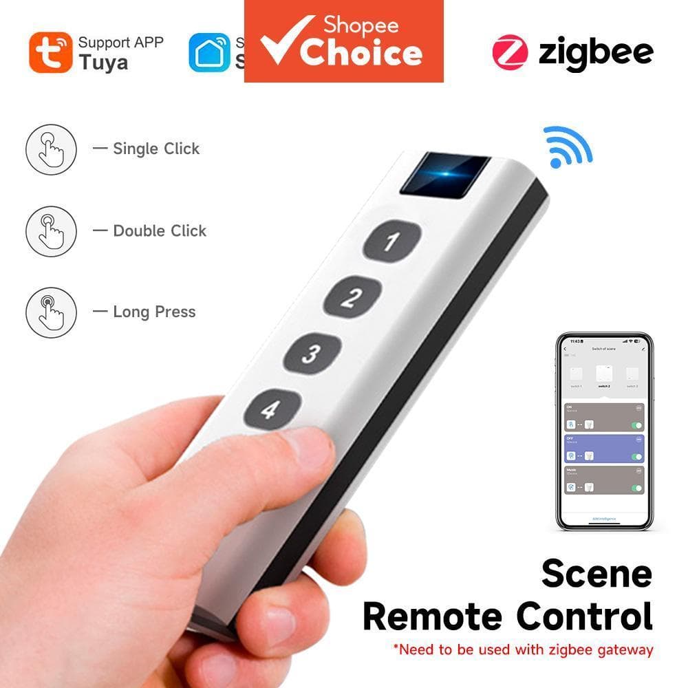 TUYA Zigbee Casa Inteligente 4 Teclas Interruptor de Cena - Controle Remoto Sem Fio com Temporizador App Dabao