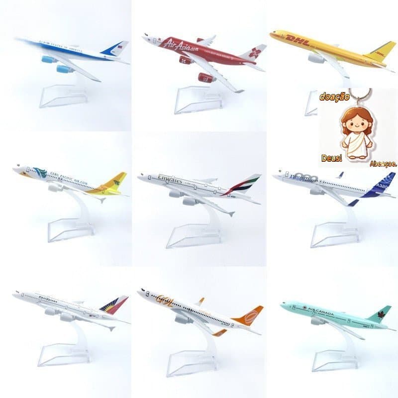 Modelo de avião de metal fundido Airbus A320/A380 Boeing 737/747 Simular estátua de ornamento de avião de brinquedo