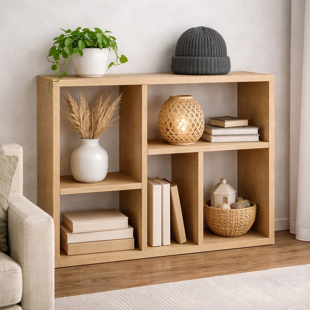 Prateleira Decorativa MDF Cru 75x90x20cm porta livros sala
