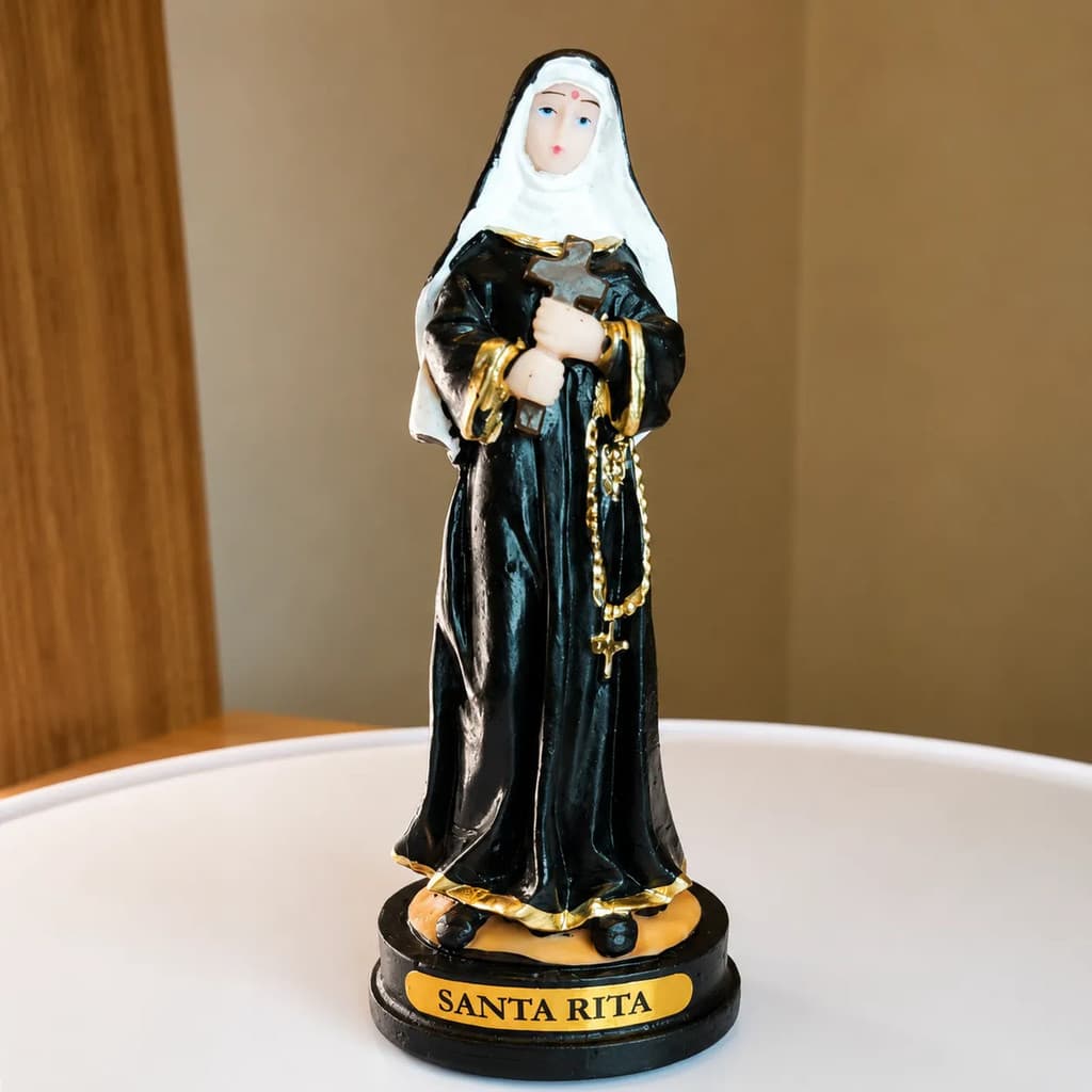 Imagem Santa Rita De Cássia 12cm Em Resina Pintada À Mão Santa Rita
